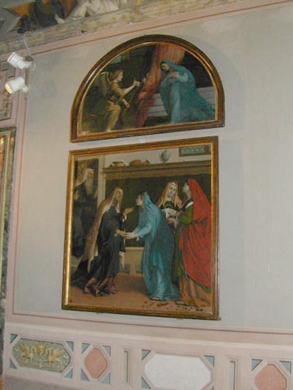 Jesi-Pinacoteca Palazzo Pianetti-L.Lotto- La Visitazione-Nella lunetta:l'Annunciazione