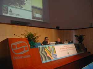 Roma- Horti Sallustiani-Al Tavolo,  da destra schermo, D.De Masi e Lucio Argano 